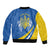 Ukraine Stylized Tryzub Sleeve Zip Bomber Jacket Slava Ukraini