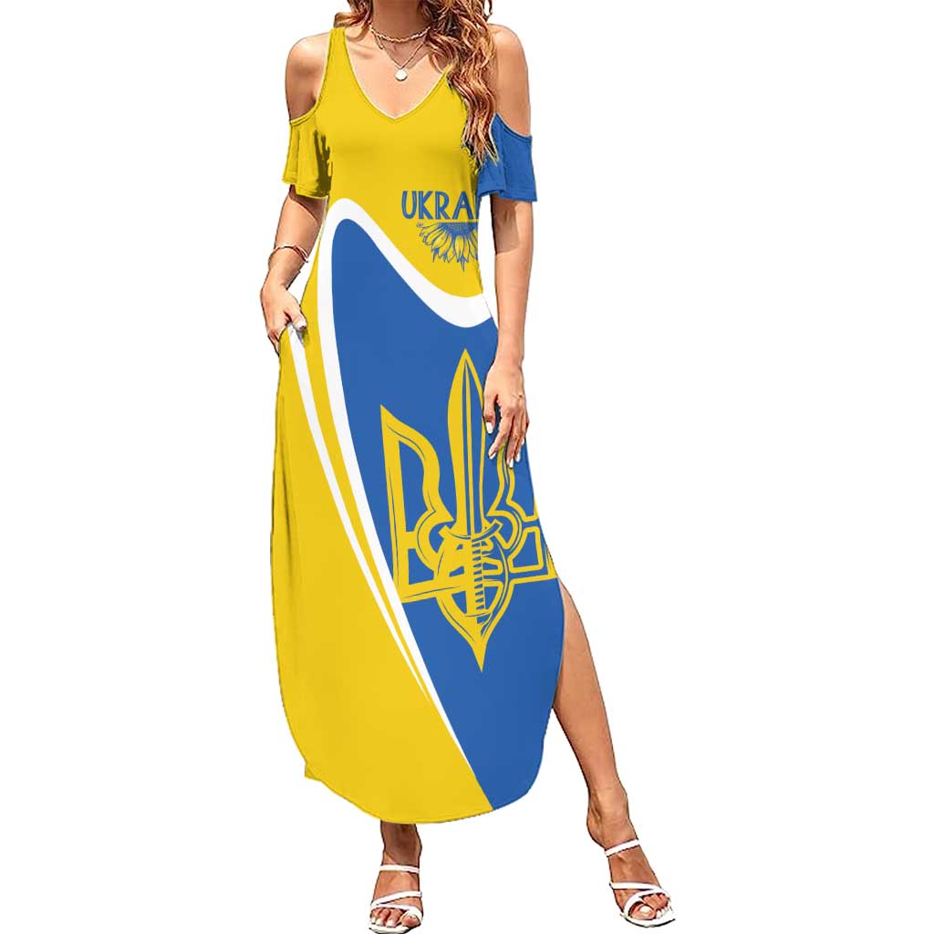 Ukraine Stylized Tryzub Summer Maxi Dress Slava Ukraini