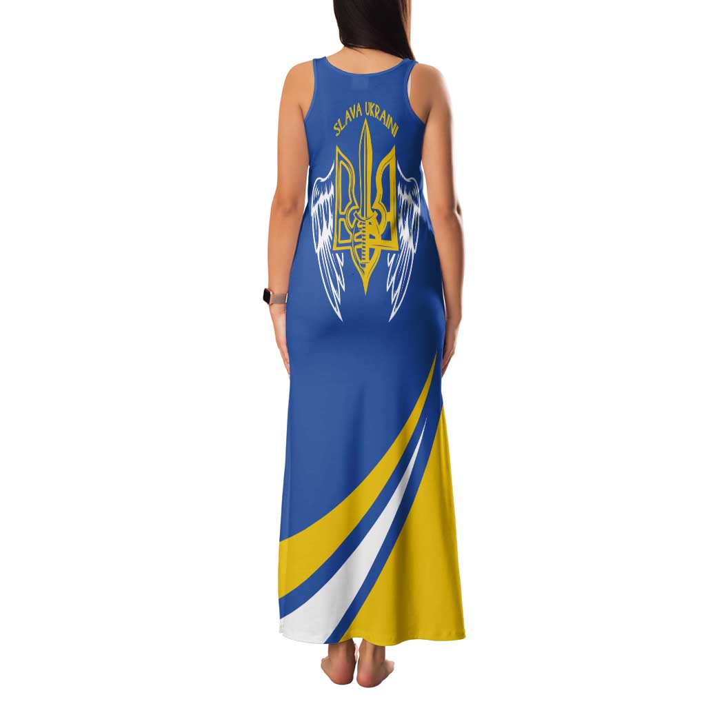 Ukraine Stylized Tryzub Tank Maxi Dress Slava Ukraini