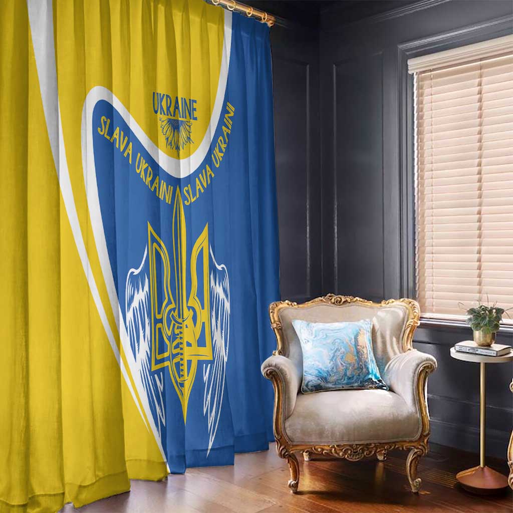 Ukraine Stylized Tryzub Window Curtain Slava Ukraini