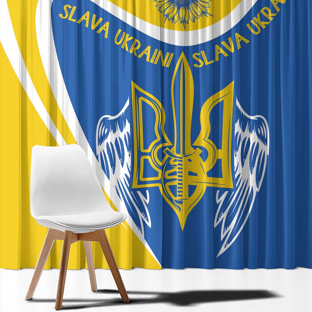 Ukraine Stylized Tryzub Window Curtain Slava Ukraini