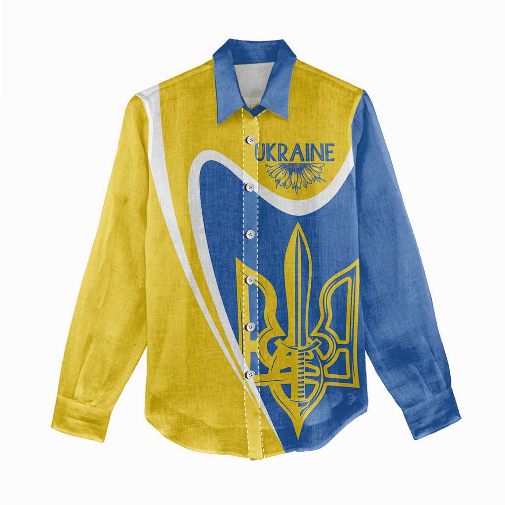 Ukraine Stylized Tryzub Women Casual Shirt Slava Ukraini