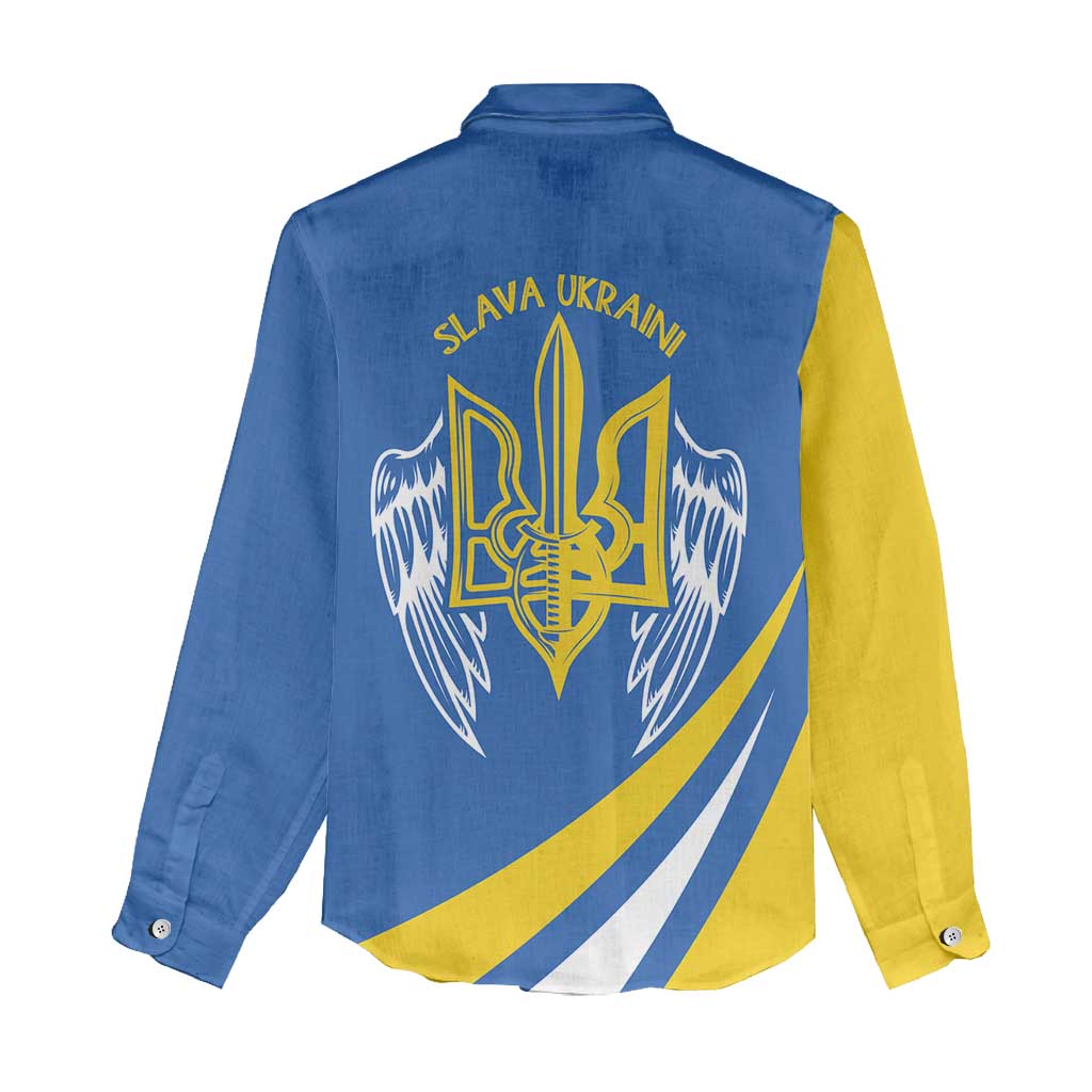 Ukraine Stylized Tryzub Women Casual Shirt Slava Ukraini