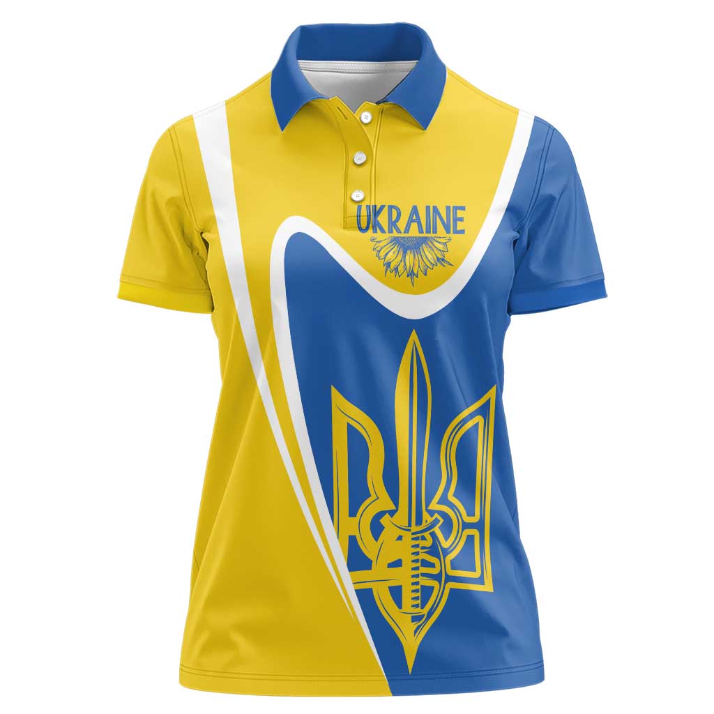 Ukraine Stylized Tryzub Women Polo Shirt Slava Ukraini