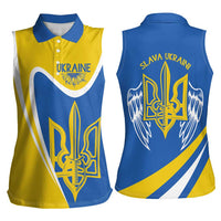 Ukraine Stylized Tryzub Women Sleeveless Polo Shirt Slava Ukraini