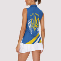 Ukraine Stylized Tryzub Women Sleeveless Polo Shirt Slava Ukraini