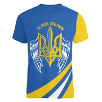 Ukraine Stylized Tryzub Women V-Neck T-Shirt Slava Ukraini
