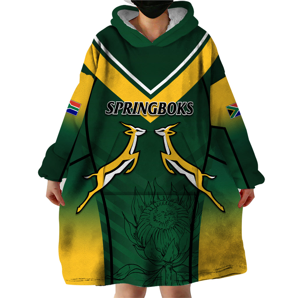 South Africa Rugby 2023 Wearable Blanket Hoodie Bokke Champions - Wonder Print Shop