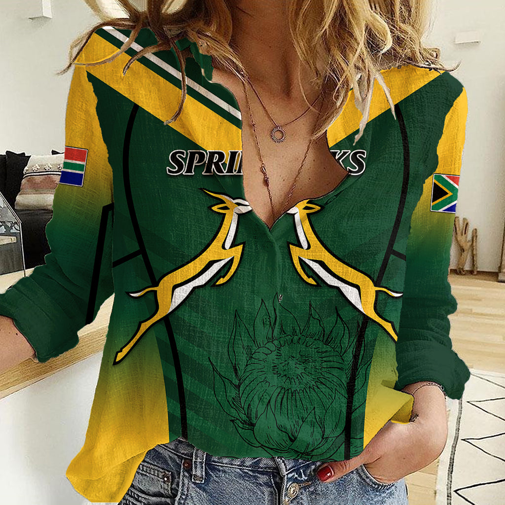 South Africa Rugby 2023 Women Casual Shirt Bokke Champions - Wonder Print Shop