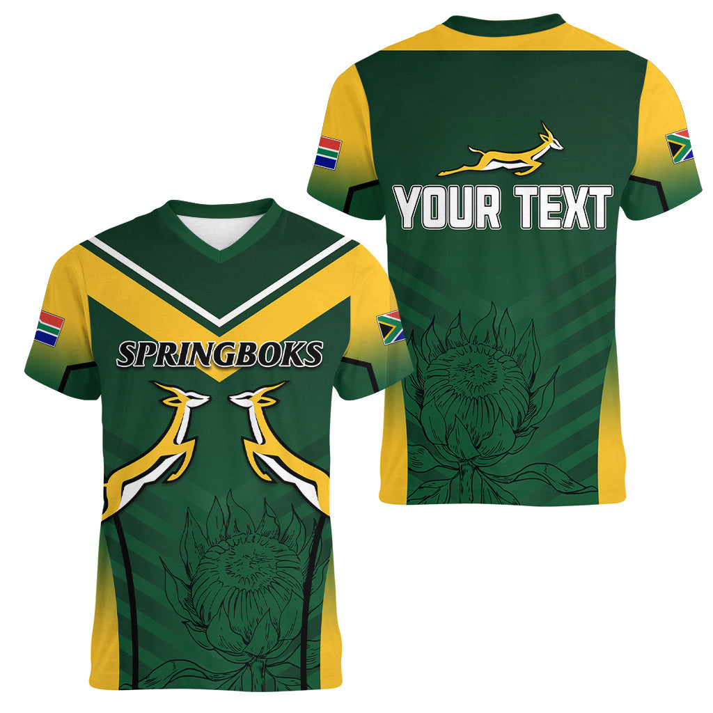 South Africa Rugby 2023 Women V Neck T Shirt Bokke Champions - Wonder Print Shop