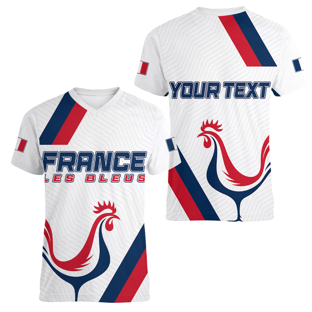 France Rugby 2023 Women V Neck T Shirt Les Blues Roosters - Wonder Print Shop