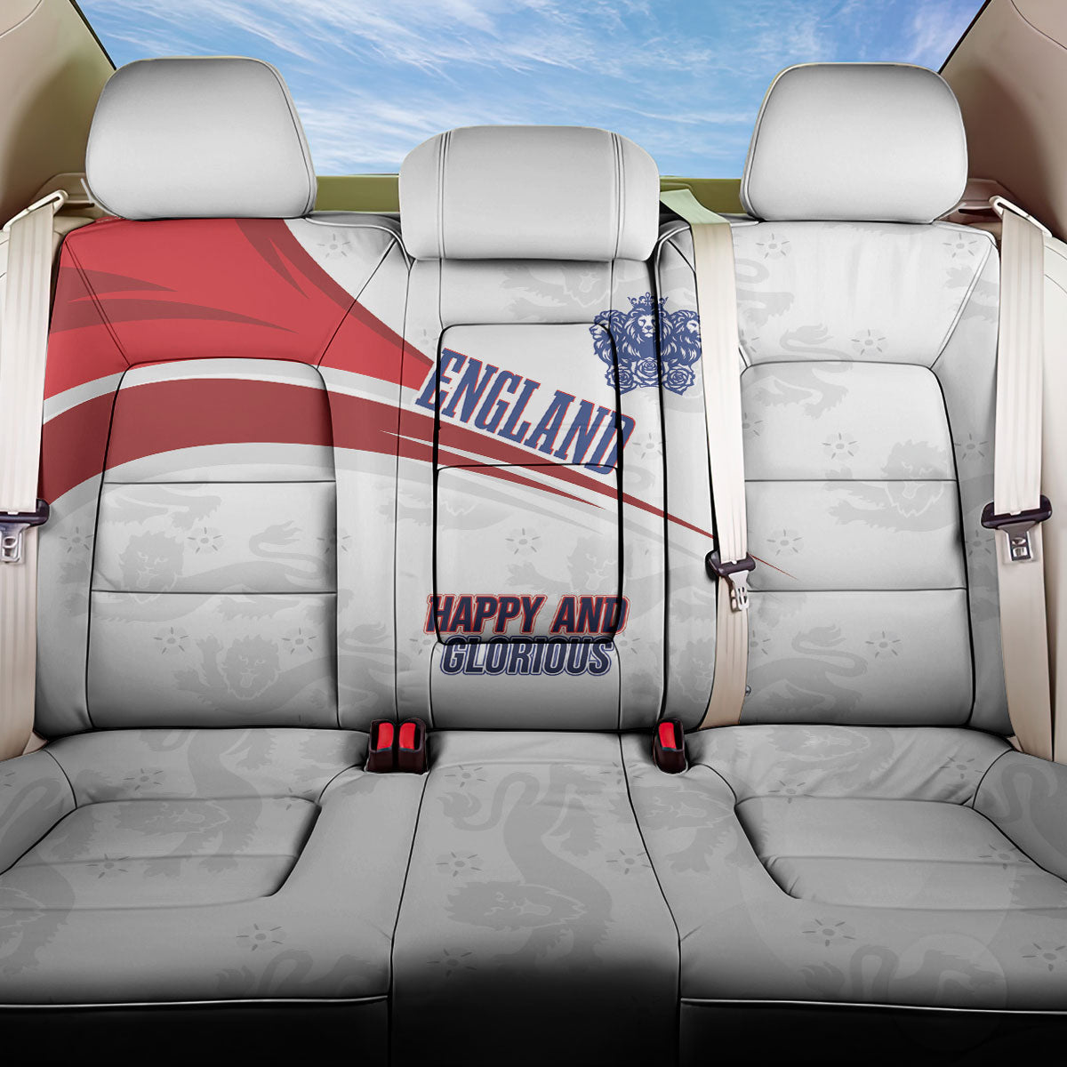England Football WC2026 Back Car Seat Cover Three Lions - Happy And Glorious