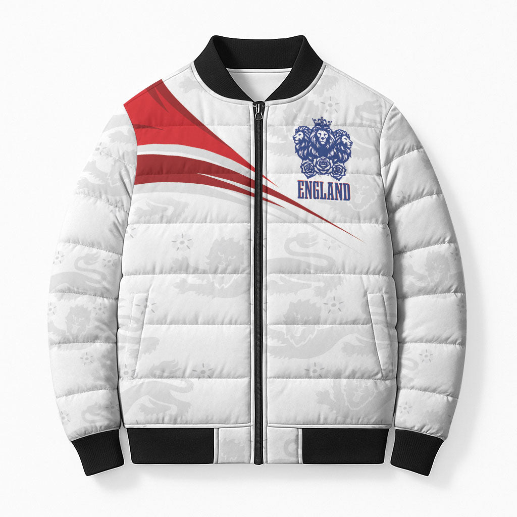 England Football WC2026 Custom Bomber Puffer Jacket Three Lions - Happy And Glorious