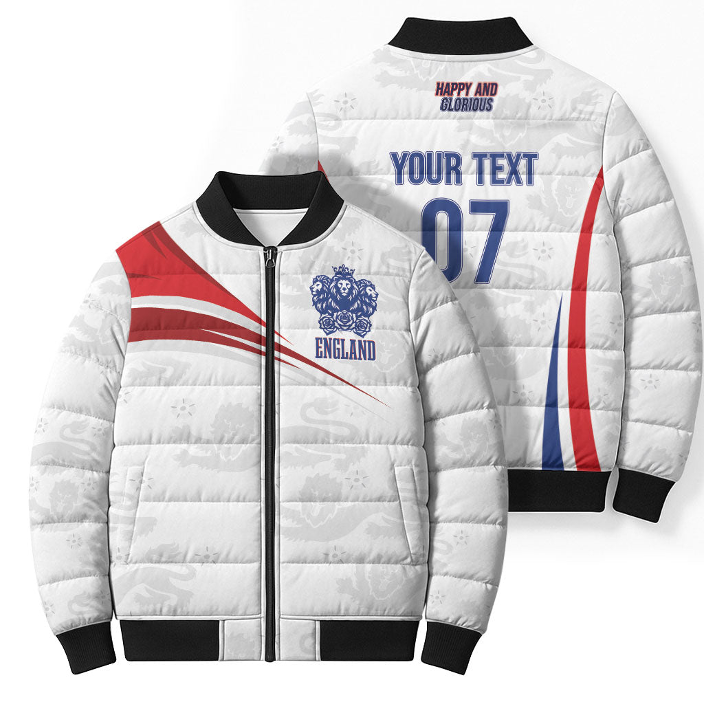 England Football WC2026 Custom Bomber Puffer Jacket Three Lions - Happy And Glorious