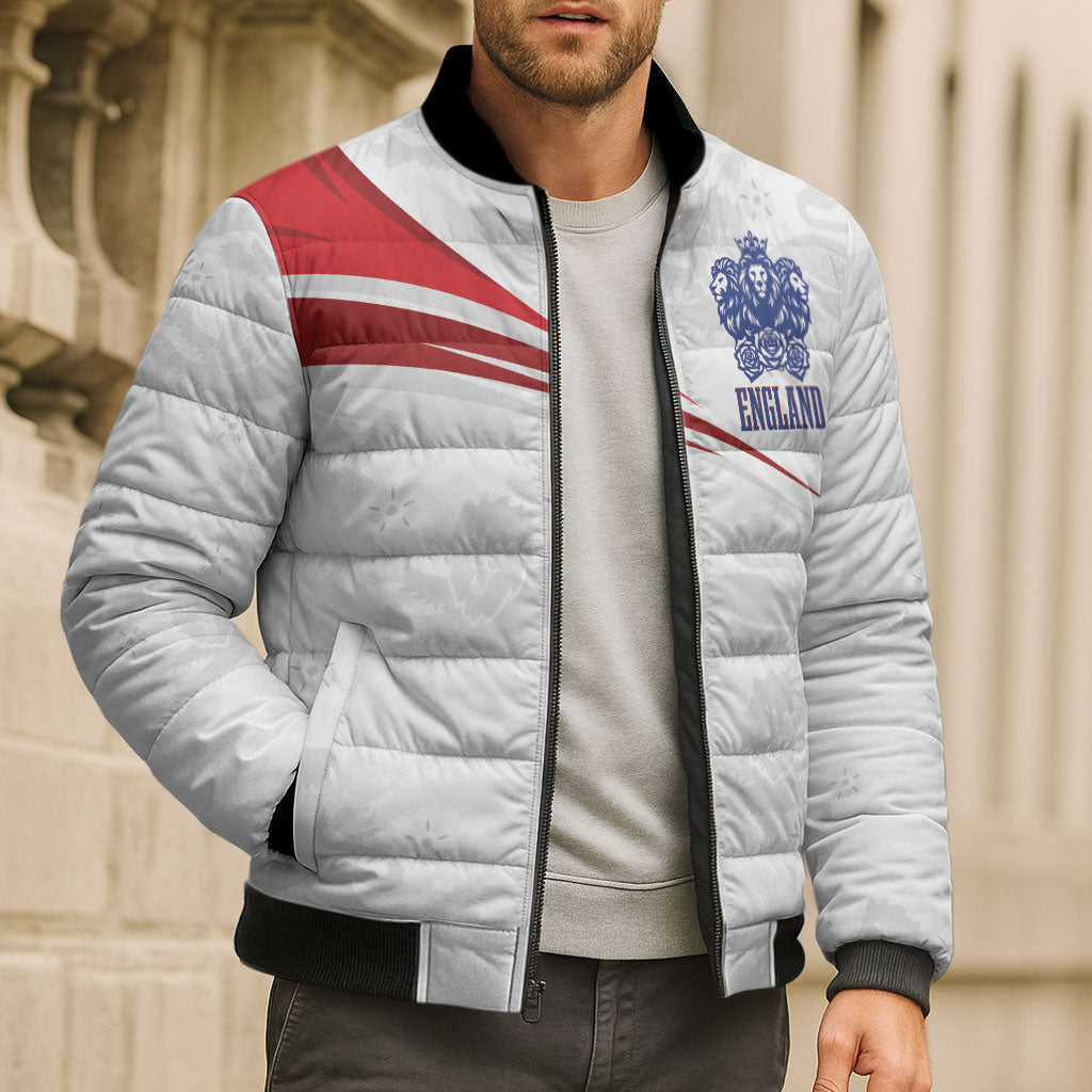 England Football WC2026 Custom Bomber Puffer Jacket Three Lions - Happy And Glorious