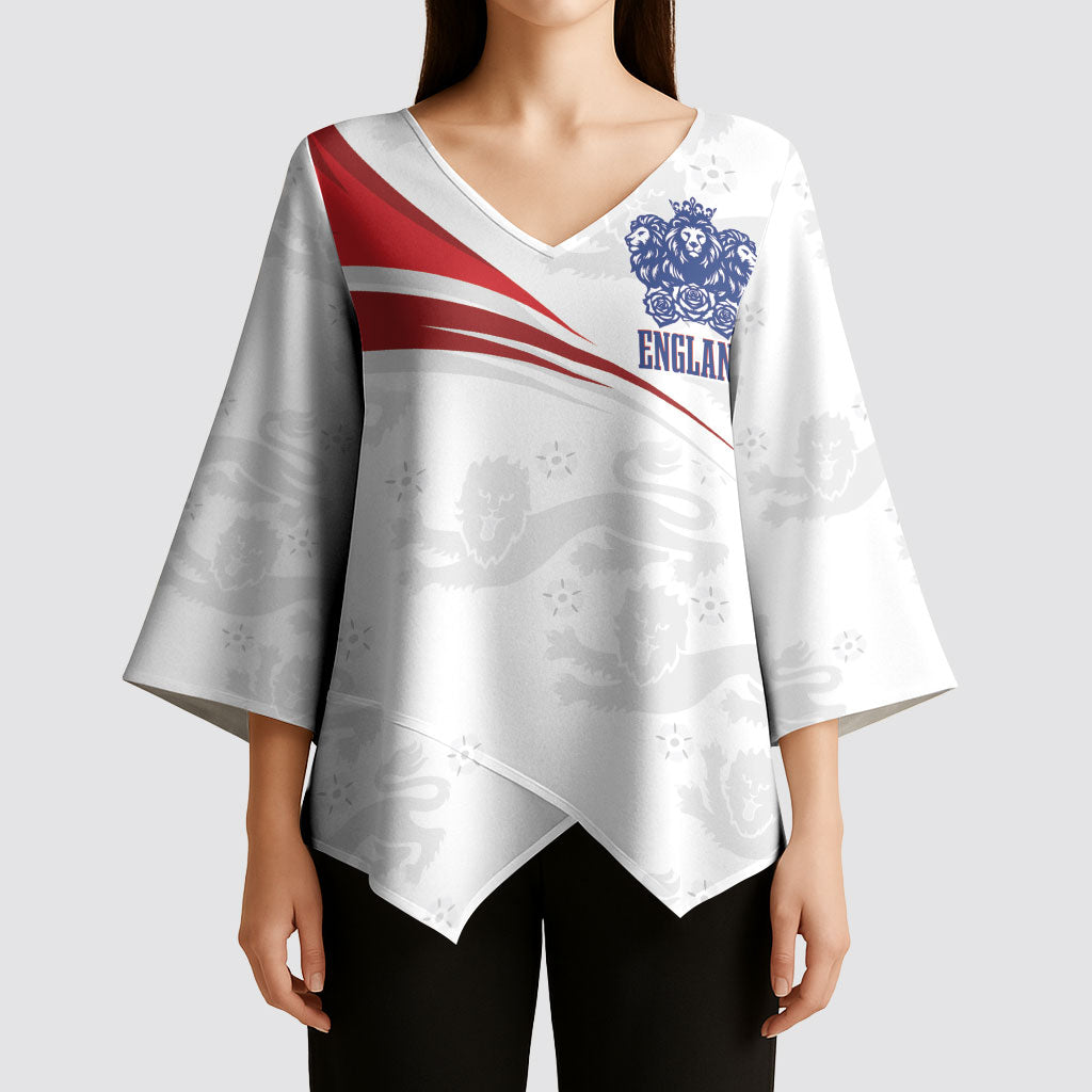 England Football WC2026 Custom Kimono Sleeve Blouse Three Lions - Happy And Glorious