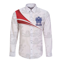 England Football WC2026 Custom Long Sleeve Button Shirt Three Lions - Happy And Glorious
