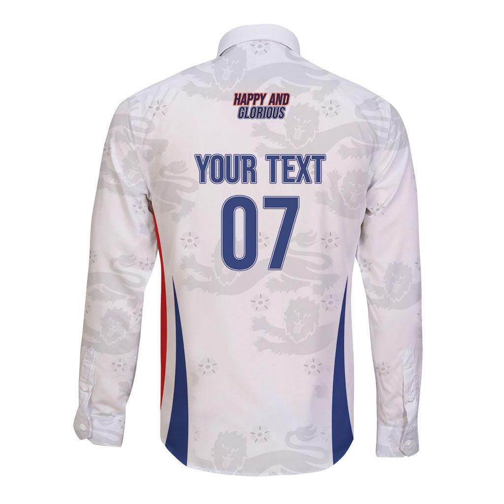 England Football WC2026 Custom Long Sleeve Button Shirt Three Lions - Happy And Glorious
