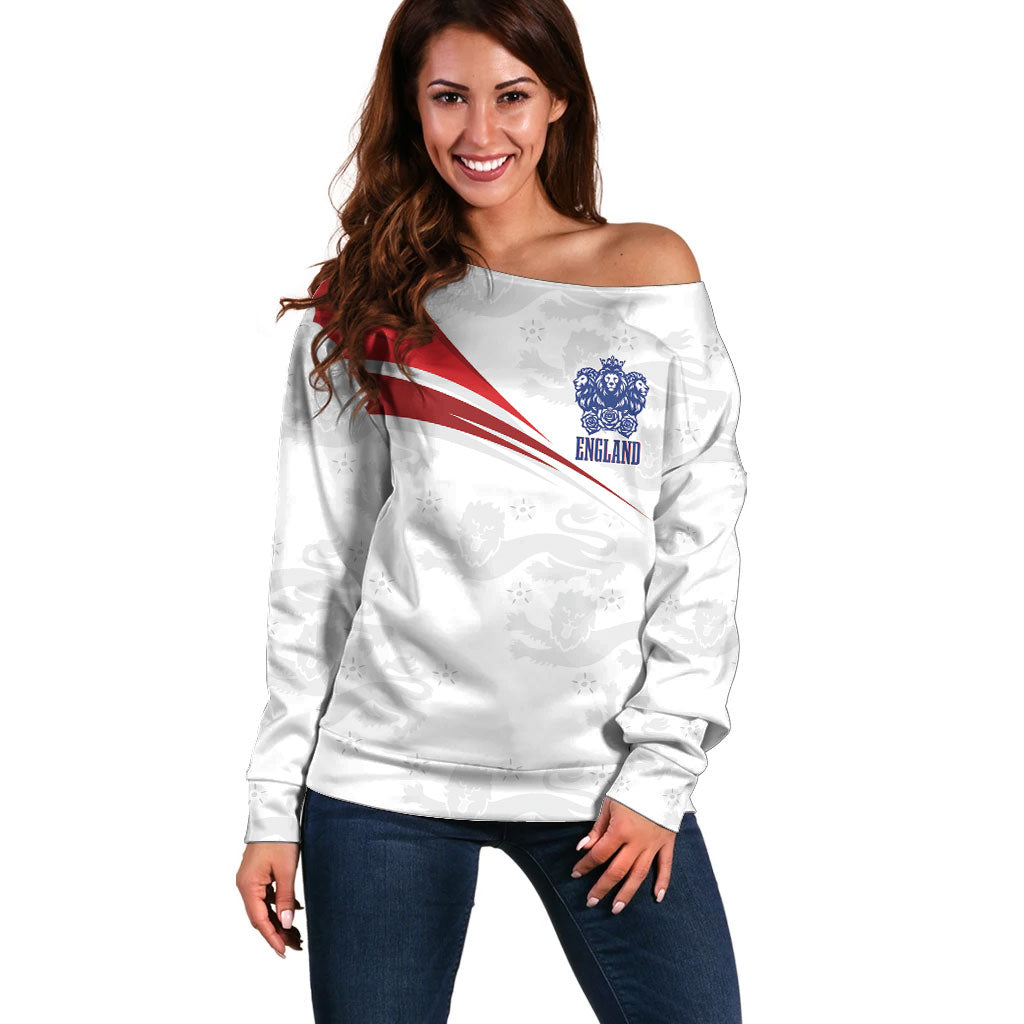 England Football WC2026 Custom Off Shoulder Sweater Three Lions - Happy And Glorious