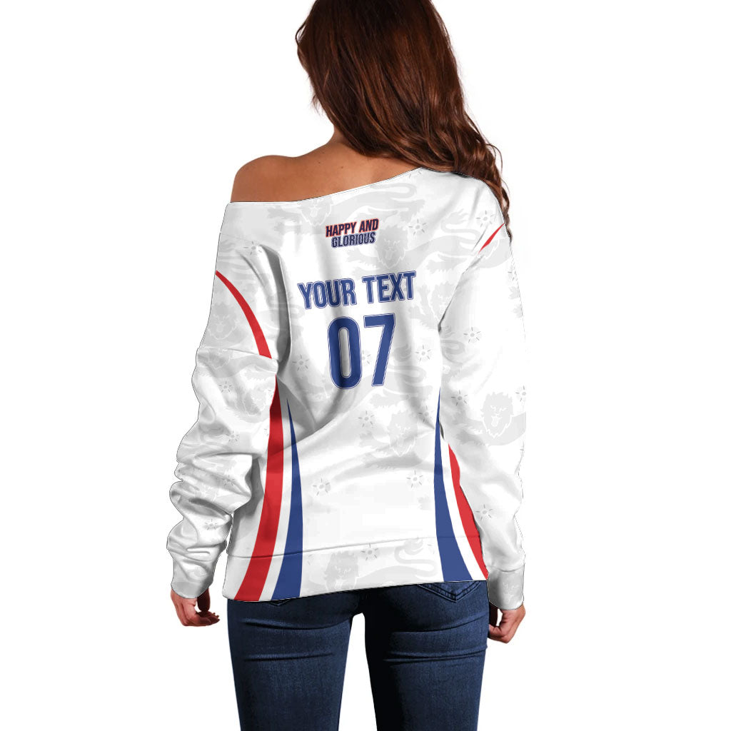 England Football WC2026 Custom Off Shoulder Sweater Three Lions - Happy And Glorious