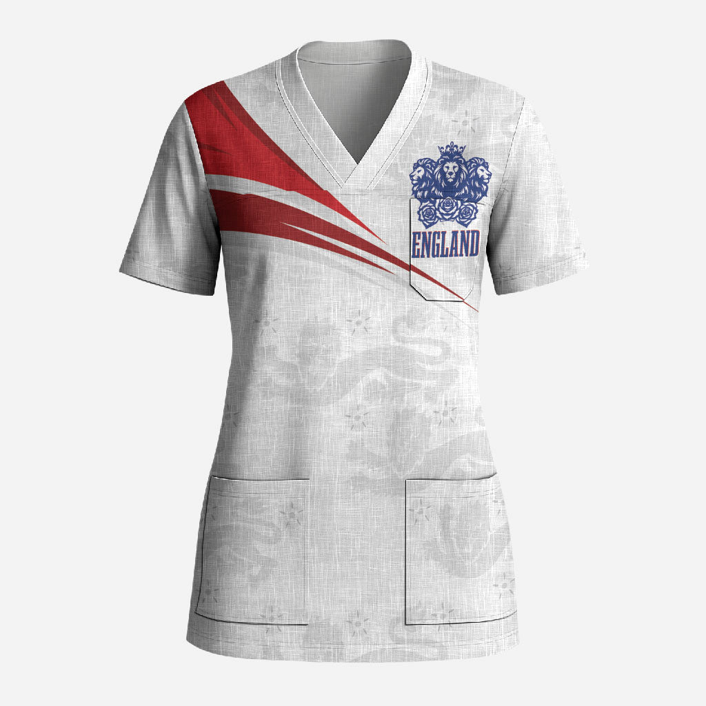 England Football WC2026 Custom Scrub Top Three Lions - Happy And Glorious