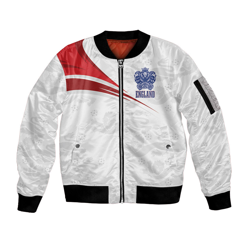 England Football WC2026 Custom Sleeve Zip Bomber Jacket Three Lions - Happy And Glorious