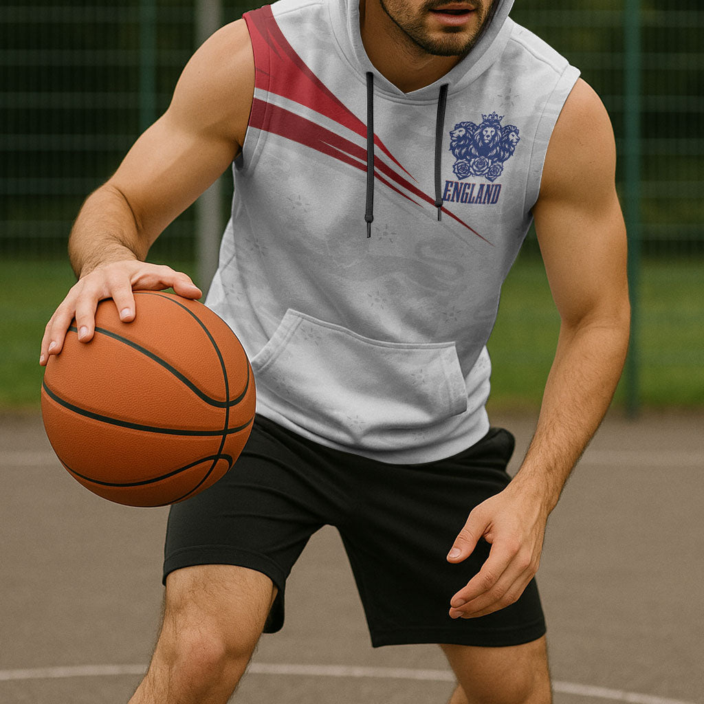 England Football WC2026 Custom Sleeveless Hoodie Three Lions - Happy And Glorious