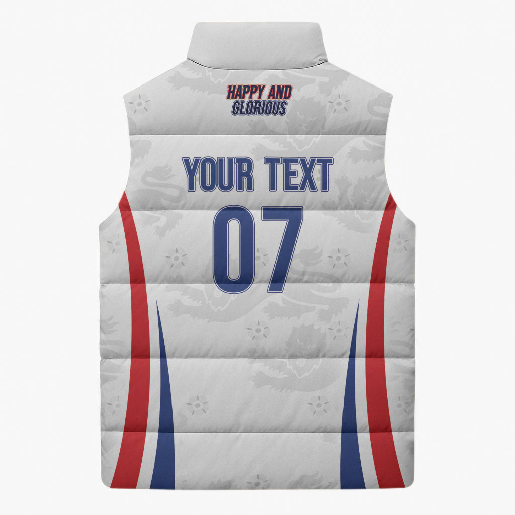 England Football WC2026 Custom Sleeveless Puffer Jacket Three Lions - Happy And Glorious