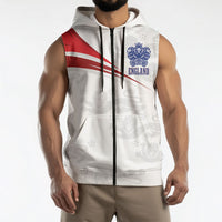 England Football WC2026 Custom Sleeveless Zip Hoodie Three Lions - Happy And Glorious