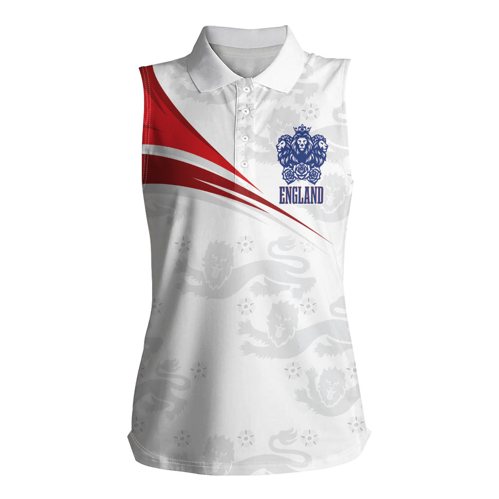 England Football WC2026 Custom Women Sleeveless Polo Shirt Three Lions - Happy And Glorious