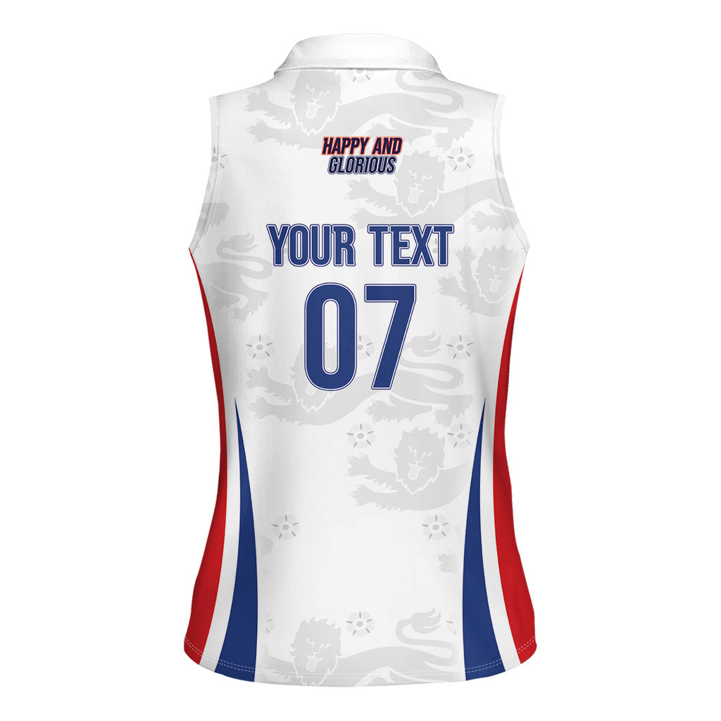 England Football WC2026 Custom Women Sleeveless Polo Shirt Three Lions - Happy And Glorious