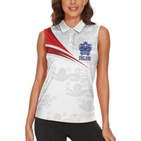 England Football WC2026 Custom Women Sleeveless Polo Shirt Three Lions - Happy And Glorious