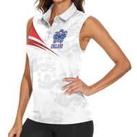 England Football WC2026 Custom Women Sleeveless Polo Shirt Three Lions - Happy And Glorious