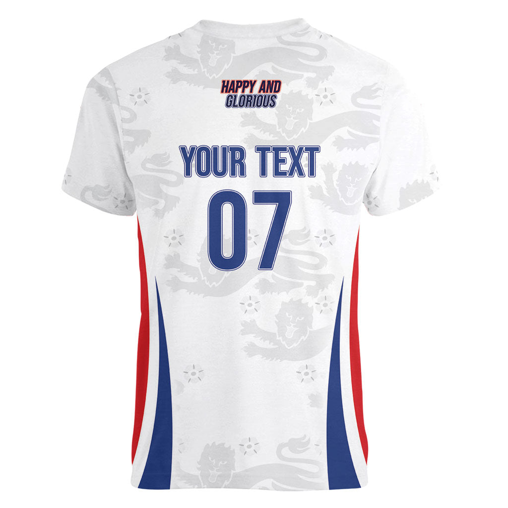 England Football WC2026 Custom Women V-Neck T-Shirt Three Lions - Happy And Glorious