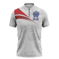 England Football WC2026 Custom Zipper Polo Shirt Three Lions - Happy And Glorious