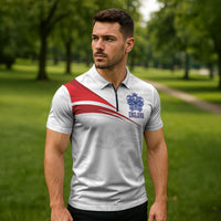 England Football WC2026 Custom Zipper Polo Shirt Three Lions - Happy And Glorious