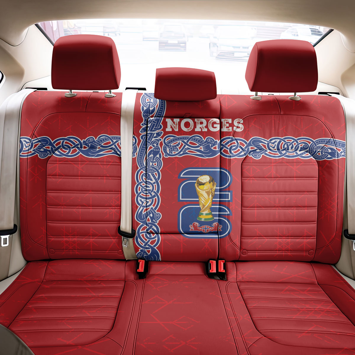 Norway Football WC2026 Back Car Seat Cover Norges Landslaget Vikings