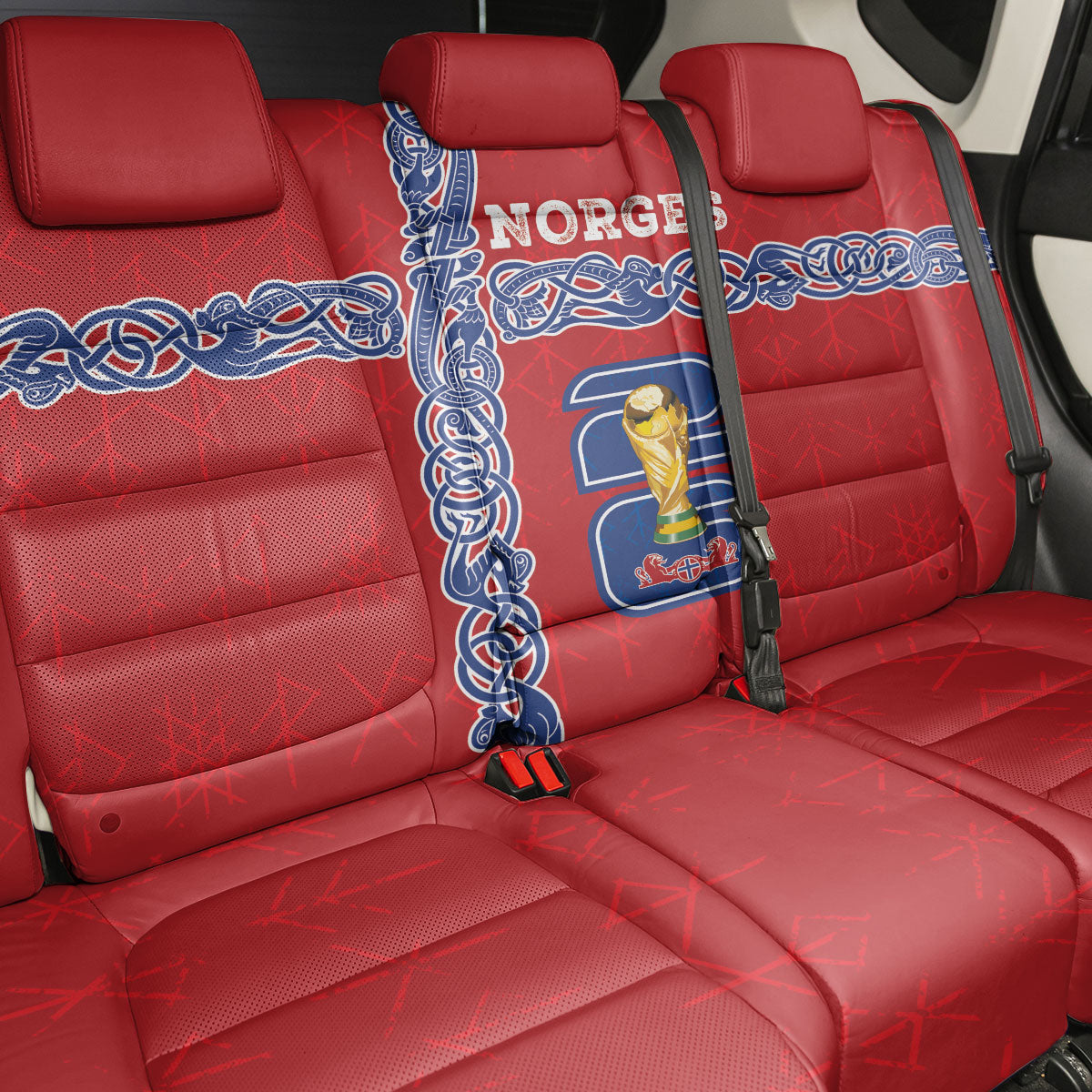 Norway Football WC2026 Back Car Seat Cover Norges Landslaget Vikings
