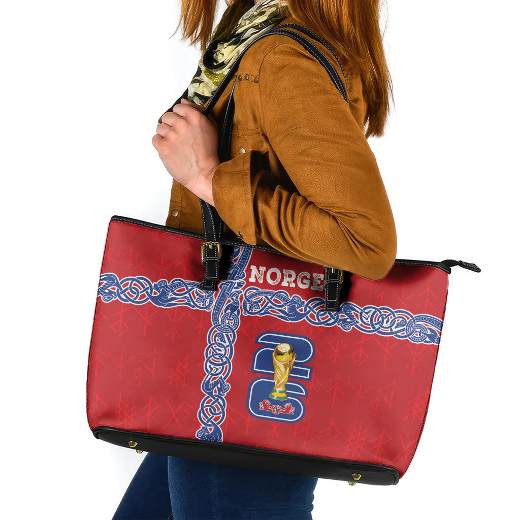 Norway Football WC2026 Leather Tote Bag Norges Landslaget Vikings