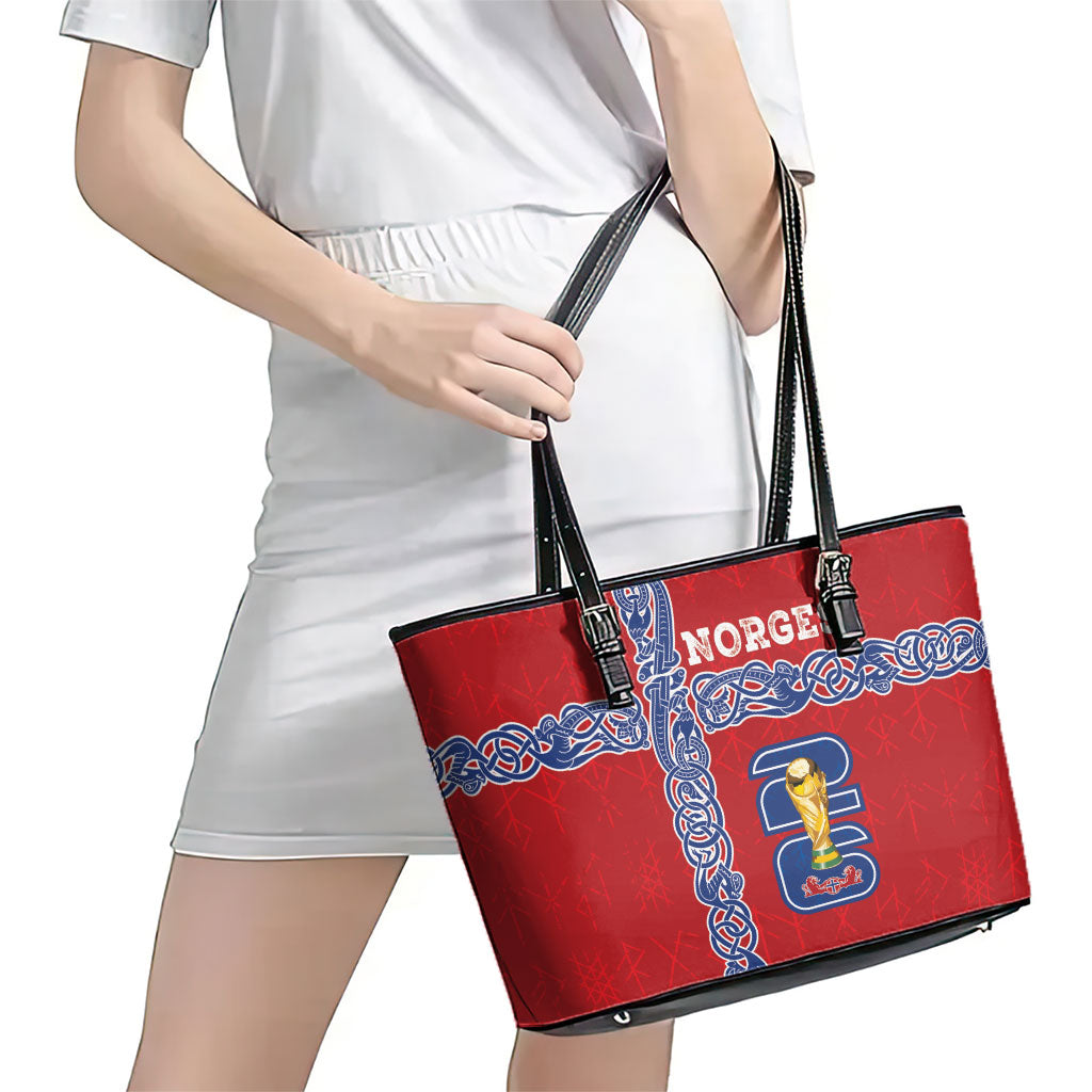 Norway Football WC2026 Leather Tote Bag Norges Landslaget Vikings