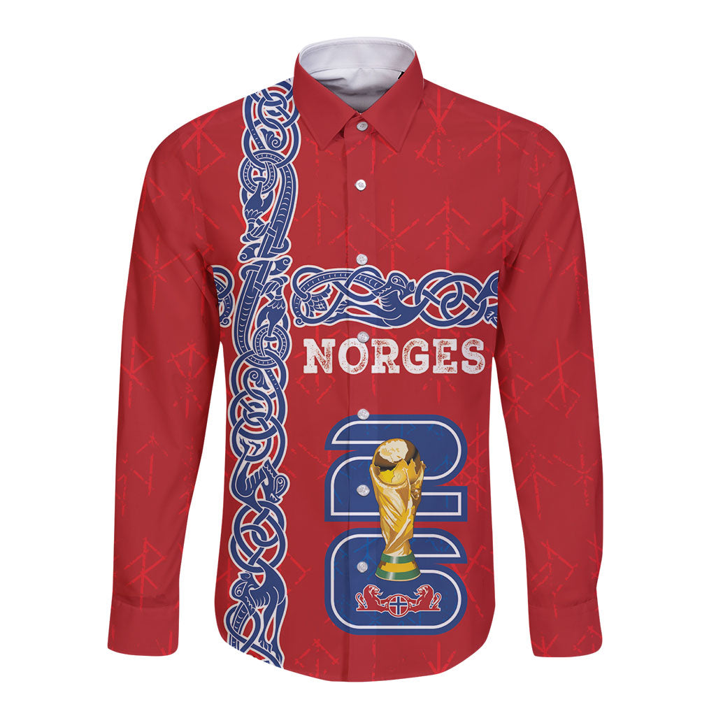 Norway Football WC2026 Custom Long Sleeve Button Shirt Norges Landslaget Vikings