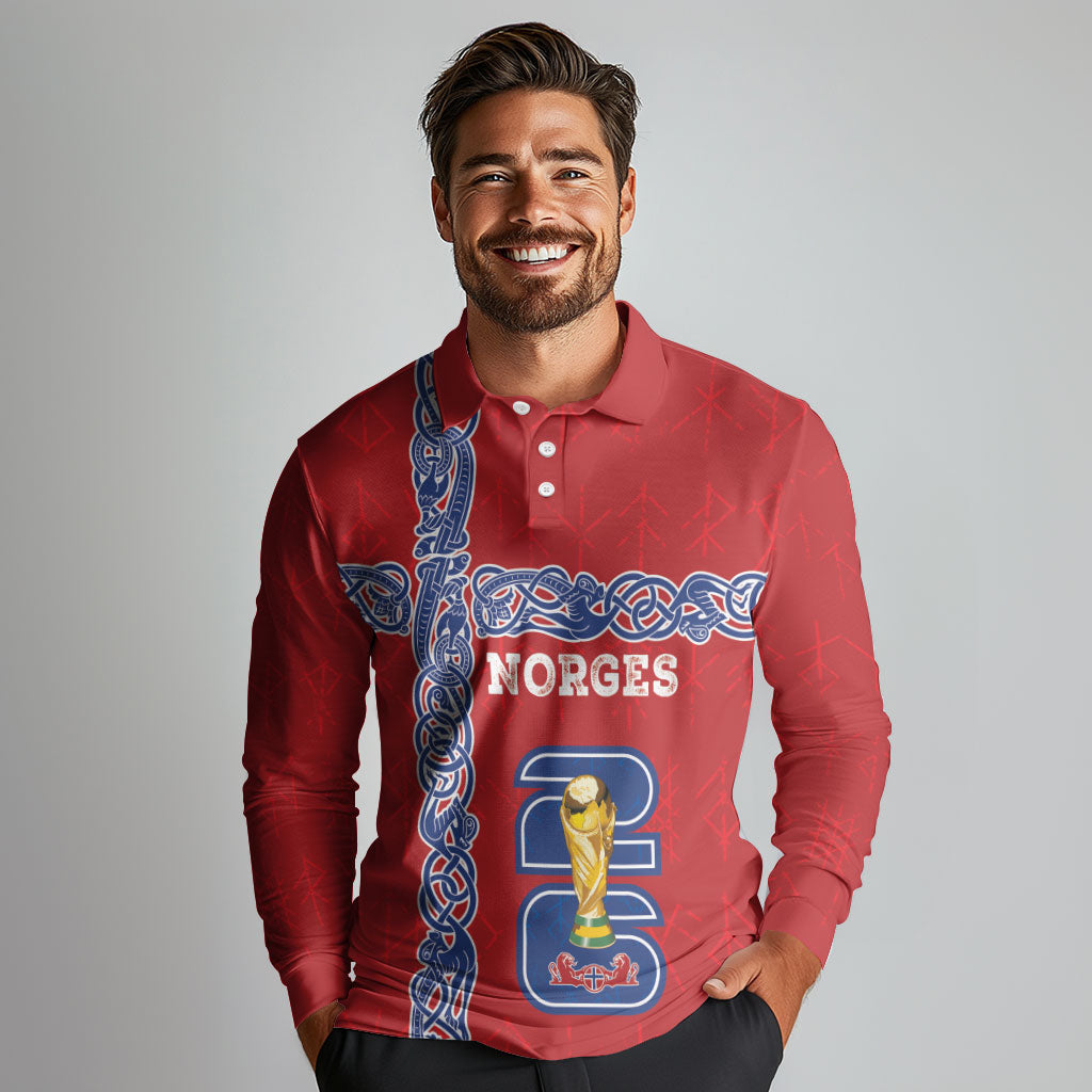 Norway Football WC2026 Custom Long Sleeve Polo Shirt Norges Landslaget Vikings