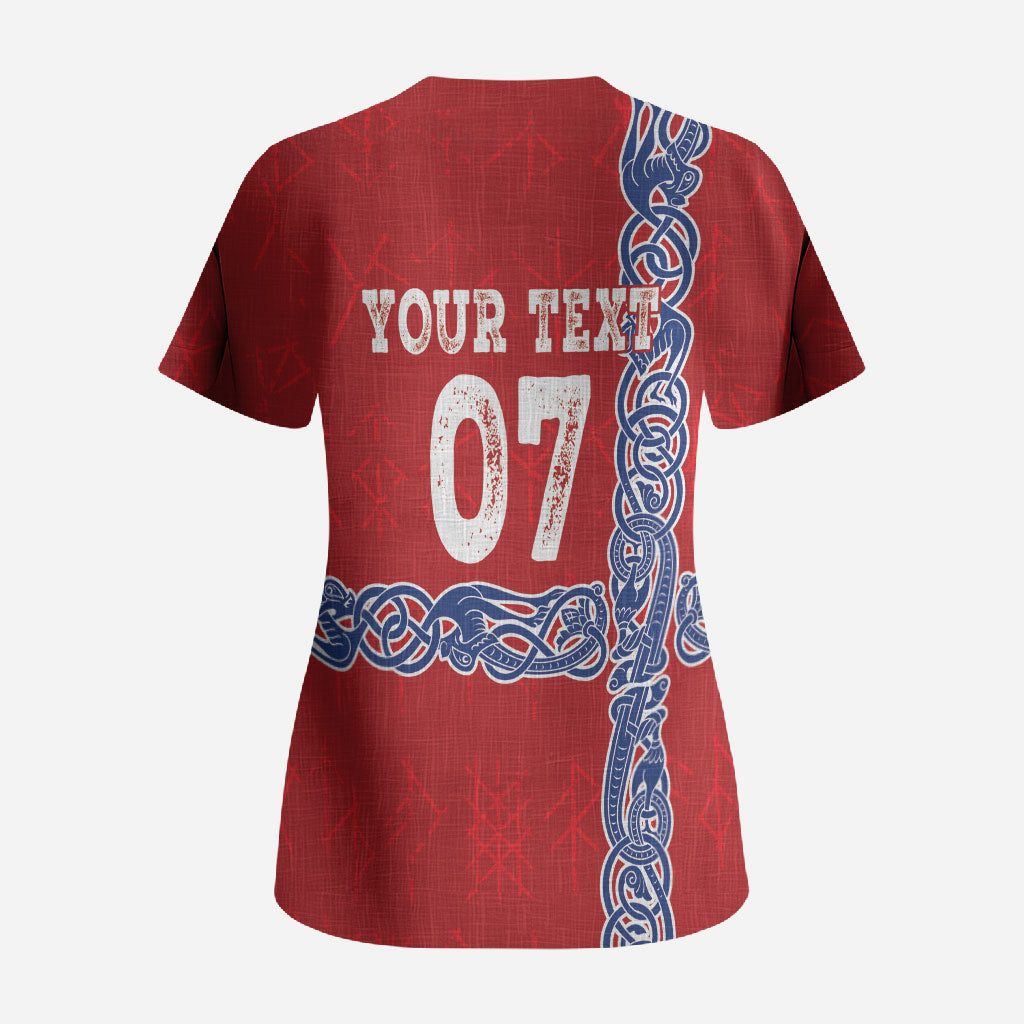 Norway Football WC2026 Custom Scrub Top Norges Landslaget Vikings