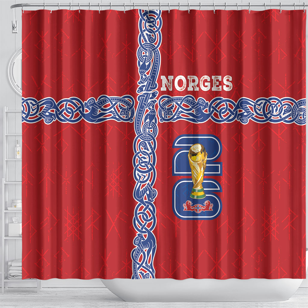 Norway Football WC2026 Shower Curtain Norges Landslaget Vikings