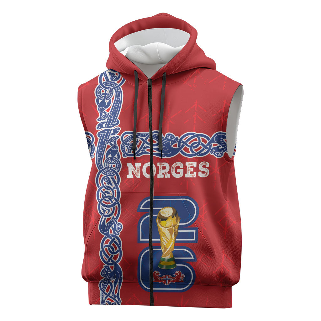 Norway Football WC2026 Custom Sleeveless Zip Hoodie Norges Landslaget Vikings