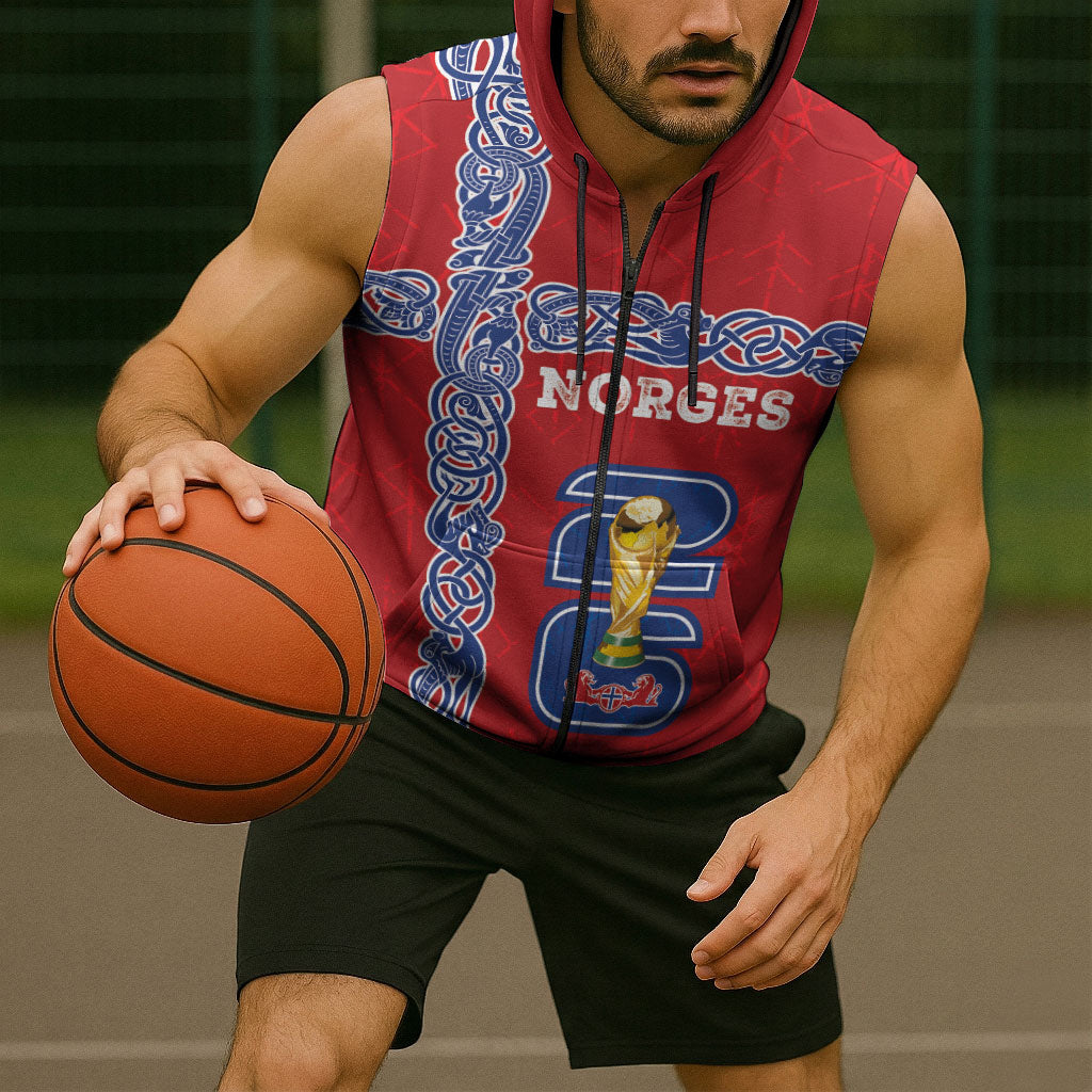 Norway Football WC2026 Custom Sleeveless Zip Hoodie Norges Landslaget Vikings