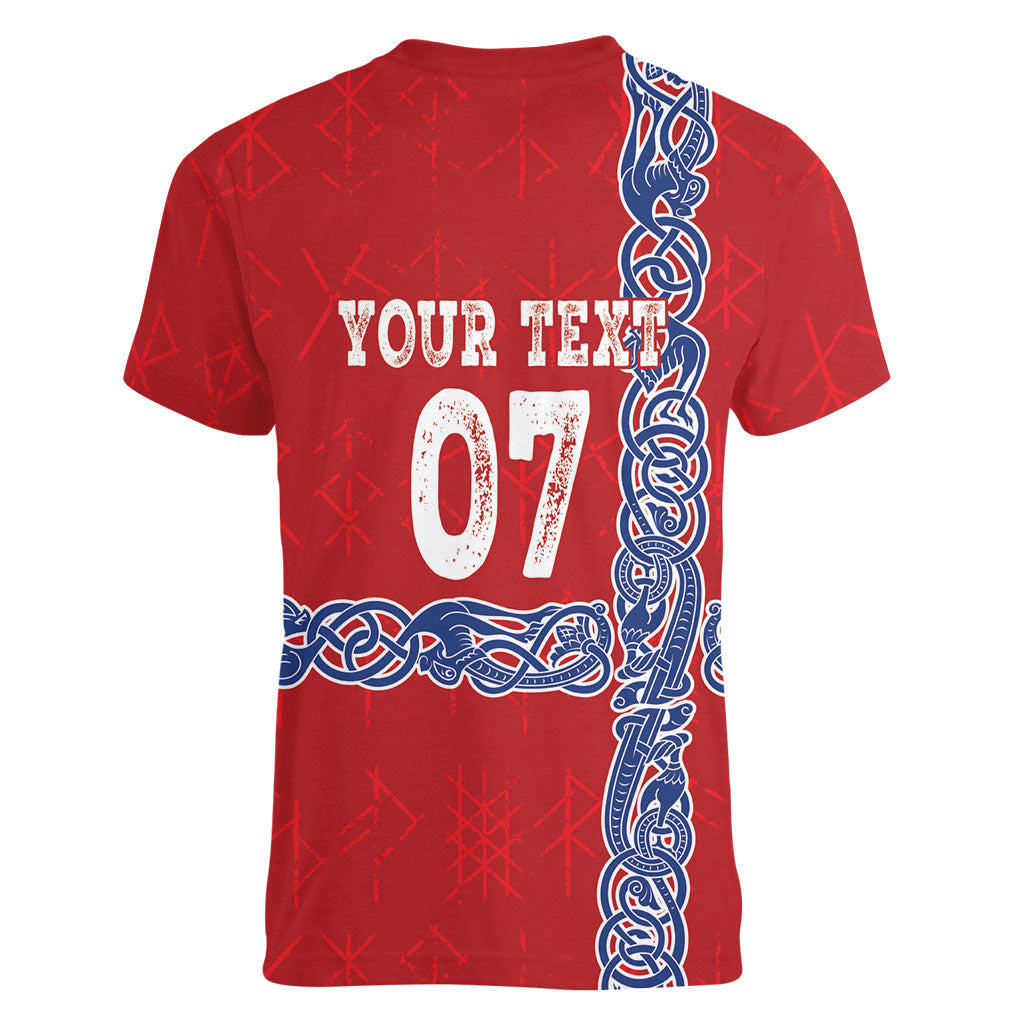Norway Football WC2026 Custom Women V-Neck T-Shirt Norges Landslaget Vikings