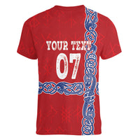Norway Football WC2026 Custom Women V-Neck T-Shirt Norges Landslaget Vikings