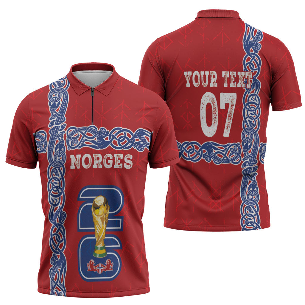 Norway Football WC2026 Custom Zipper Polo Shirt Norges Landslaget Vikings