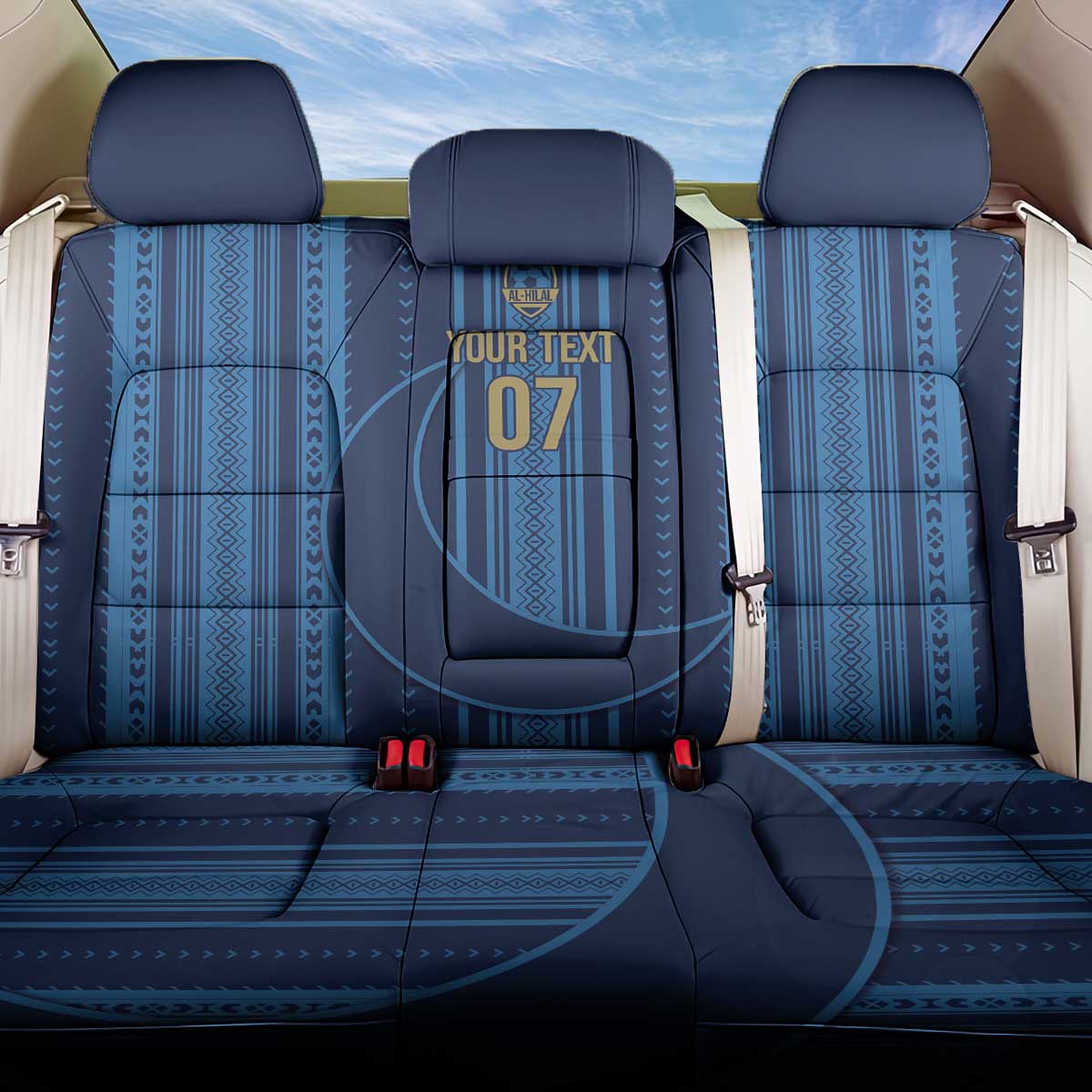 Saudi Football Al Zaeem Custom Back Car Seat Cover Crescent Moon - Wonder Print Shop